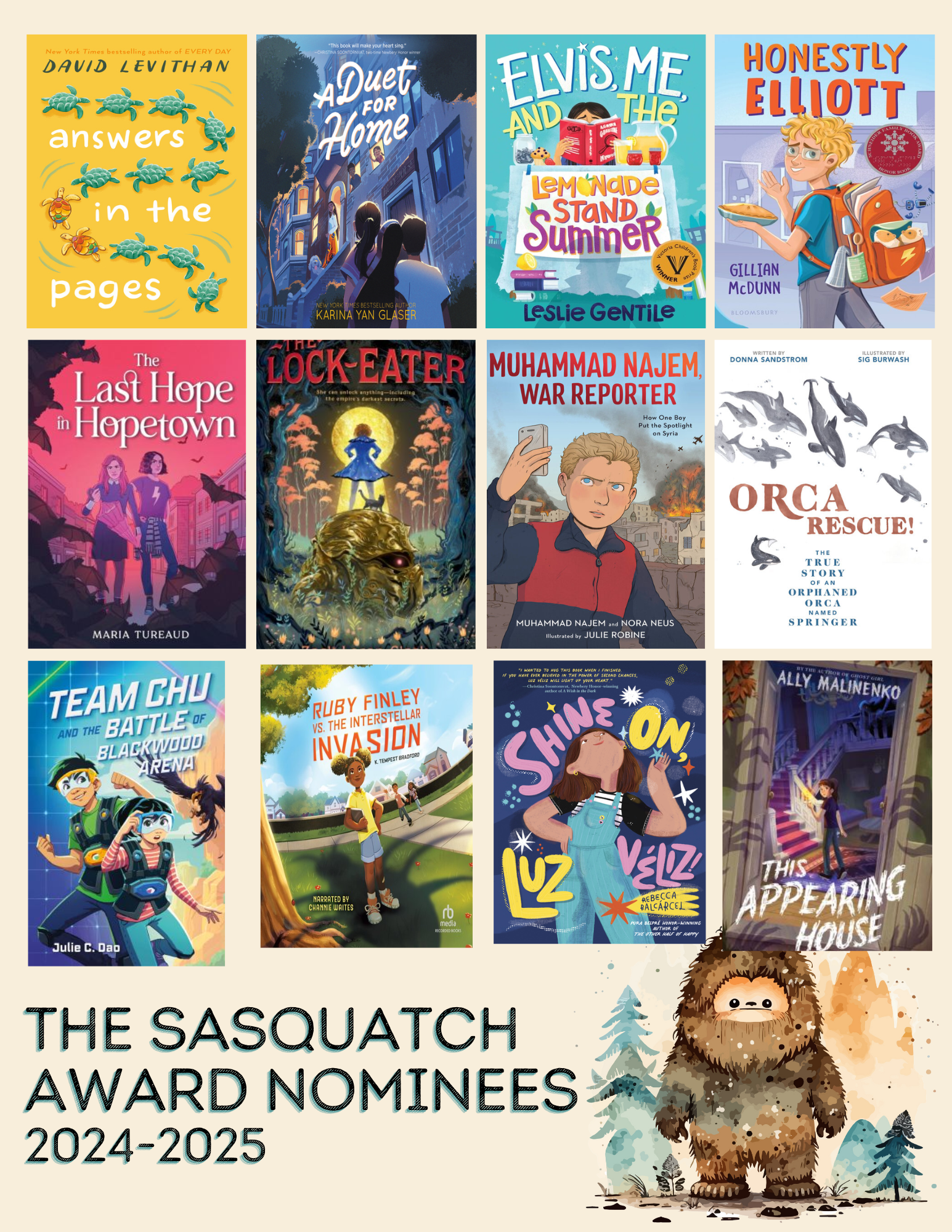 Otter and Sasquatch Award Nominees 2024-2025